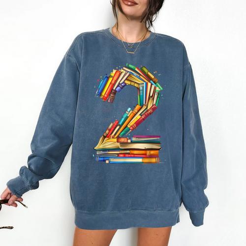 Toddler 2nd Birthday Books Themed 2 Year Old Boys Kids Girls Comfort Colors Sweatshirt - Bookorys AU