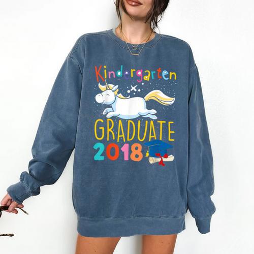 Unicorn Kindergarten Graduation Shirt Girls Comfort Colors Sweatshirt - Best Gift Smart
