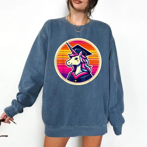 Unicorn University Graduation Graduating School Girl Cute Comfort Colors Sweatshirt - Best Gift Smart