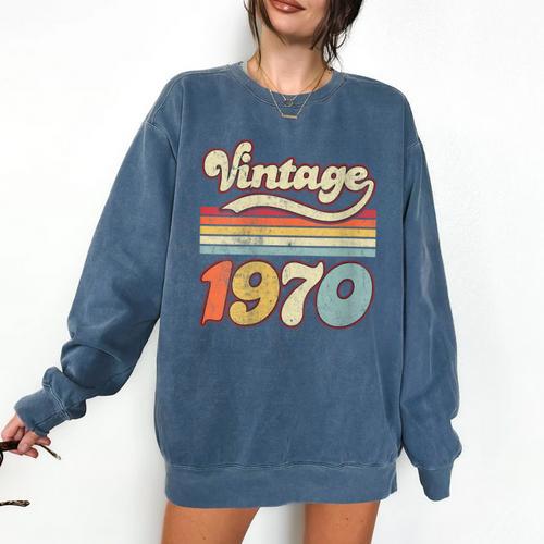 Vintage 1970 Birthday Retro Style 70's Born Nostalgia Outfit Comfort Colors Sweatshirt - Figerry