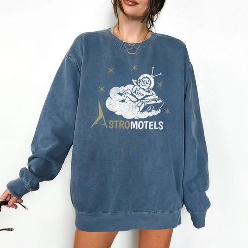 Vintage Hotel Matchbook Astro Motels 50s Retro Spaceman Comfort Colors Sweatshirt - Bookorys DE