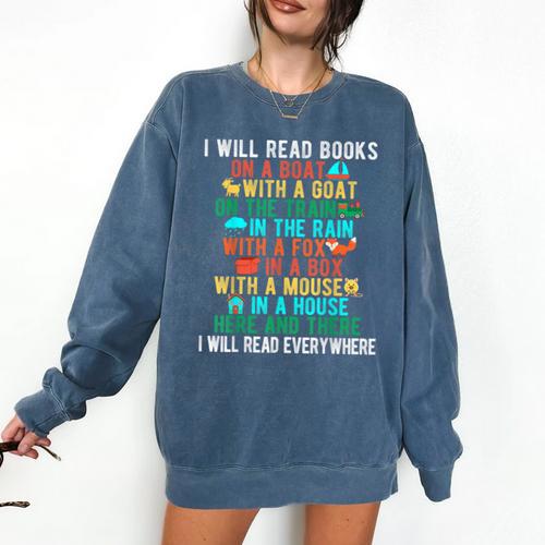 I Will Read Book On Boat Words For Kids Comfort Colors Sweatshirt - Bookorys CA