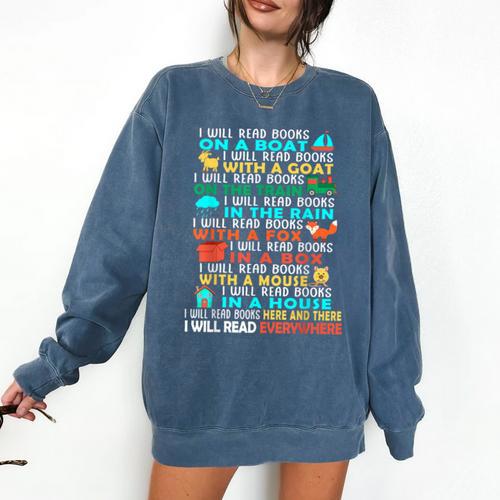 I Will Read Books On A Boat Kids Reading Read Books Comfort Colors Sweatshirt - Bookorys