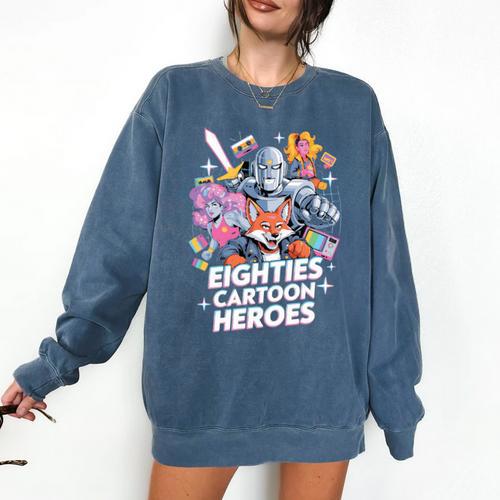80's Cartoon Heroes Apparel For Retro Nostalgia Fans Comfort Colors Sweatshirt - Figerry