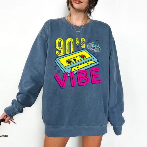 90's Vibe Retro Style Cassette Tape Nostalgia 1990s Party Comfort Colors Sweatshirt - Figerry