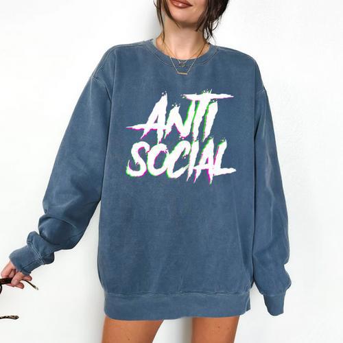Antisocial Introvert I Hate People Antisocial Club EDM Premium Tri-Blend Comfort Colors Sweatshirt - Raresse