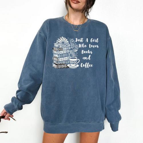 Boho Book Just A Girl Who Loves Books And Coffee Comfort Colors Sweatshirt - Bookorys DE