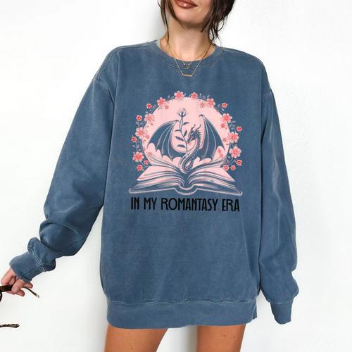 Book Dragon In My Fantasy Era Romantasy Bookish Books Lovers Comfort Colors Sweatshirt - Bookorys