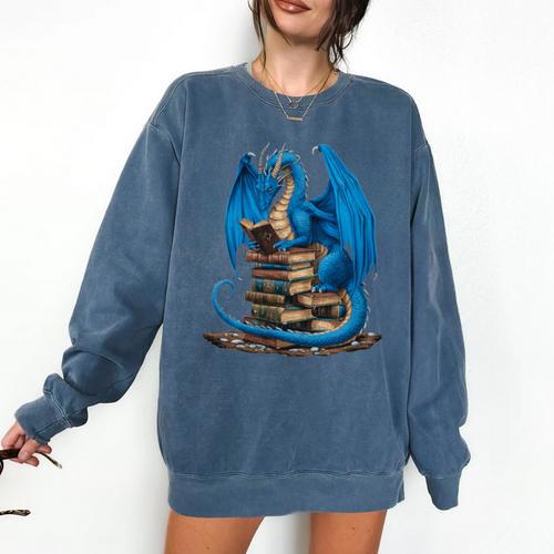 Book Lover Bookworm Reading Books Dragon Premium Tri-Blend Comfort Colors Sweatshirt - Bookorys AU