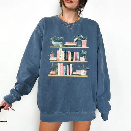 Bookshelves With Books & Plants Premium Comfort Colors Sweatshirt - Bookorys