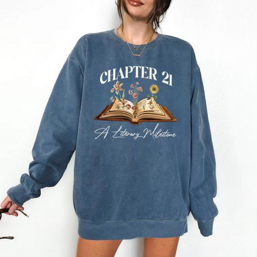 Chapter 21 Years Old 21st Birthday Wildflower Book Lover Premium Tri-Blend Comfort Colors Sweatshirt - Bookorys DE
