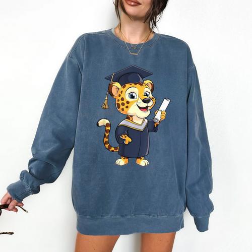 Cheetah Graduation Cute Kindergarten Elementary High School Comfort Colors Sweatshirt - Best Gift Smart
