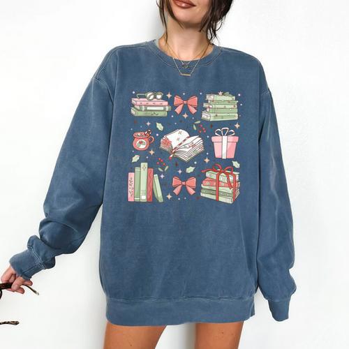 Christmas Book Lover Reading Reader Men Women Kids Xmas Comfort Colors Sweatshirt - Bookorys DE