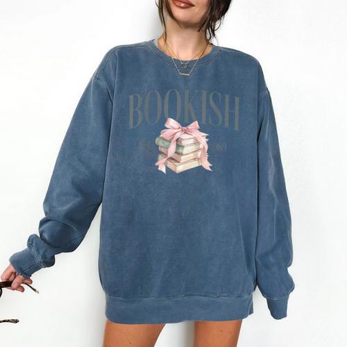 Coquette Bow Book Lover Bookish Coquette Aesthetic Reading Comfort Colors Sweatshirt - Bookorys