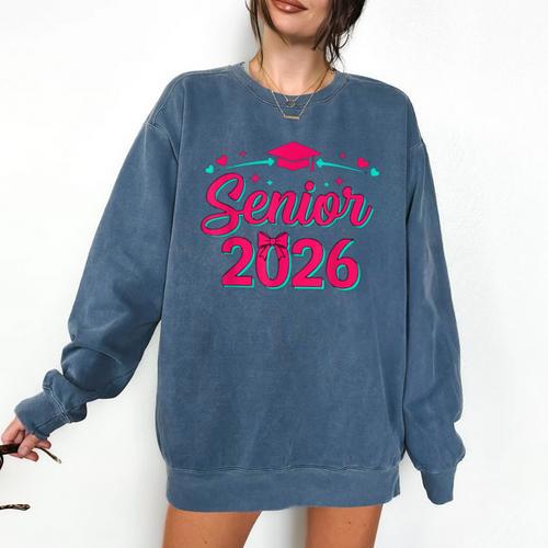 Coquette Pink Bow Senior 2026 Class Of Graduation Comfort Colors Sweatshirt - Best Gift Smart