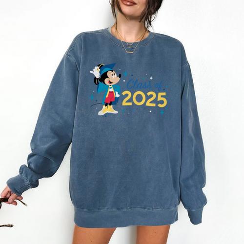 Disney Mickey Mouse Cap & Gown '25 Graduation Class Of 2025 Premium Tri-Blend Comfort Colors Sweatshirt - Best Gift Smart