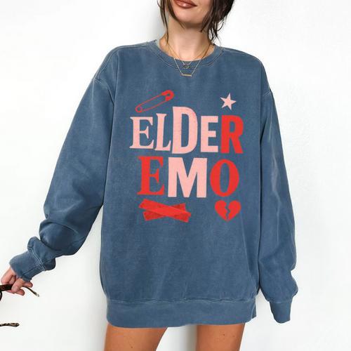 Elder Emo Retro Punk Typography Nostalgia Premium Tri-Blend Comfort Colors Sweatshirt - Figerry