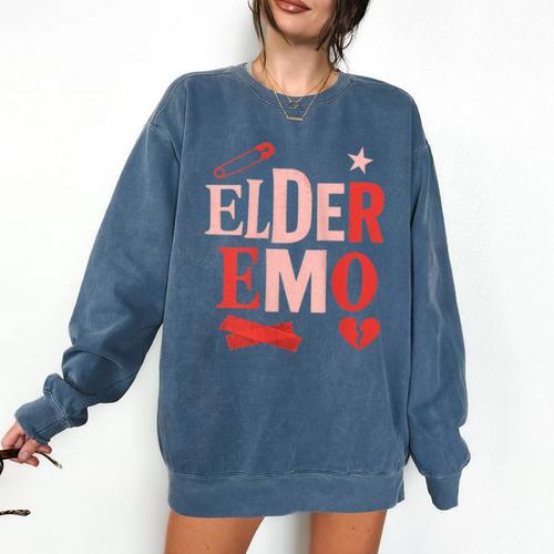 Elder Emo Retro Punk Typography Nostalgia Comfort Colors Sweatshirt - Figerry