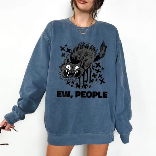 Ew People Introvert Cat Lover Crazy Cats Lady Comfort Colors Sweatshirt - Raresse