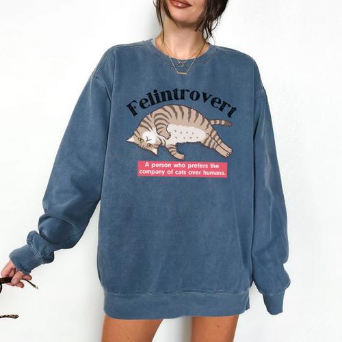 Felinetrovert CAT Lover Kitten CATS Funny Meme Introvert Pet Comfort Colors Sweatshirt - Raresse