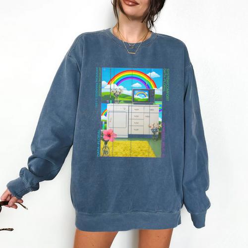 Frutiger Aero Aesthetic Rainbow Glitch Art Premium Tri-Blend Comfort Colors Sweatshirt - Figerry