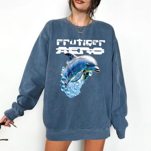 Frutiger Aero Splashy Dolphin Y2k Aesthetic Graphic Premium Comfort Colors Sweatshirt - Figerry