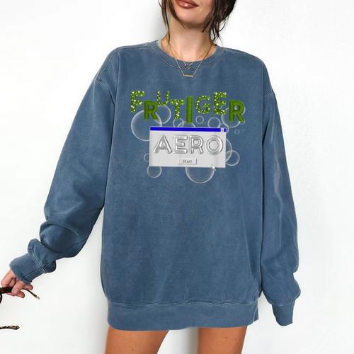 Frutiger Aero Y2K Fashion Trends Grass Fun Computers Comfort Colors Sweatshirt - Figerry