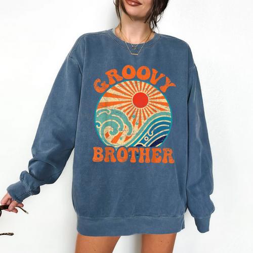 Groovy Brother 70s Aesthetic Nostalgia 1970's Retro Brother Comfort Colors Sweatshirt - Figerry