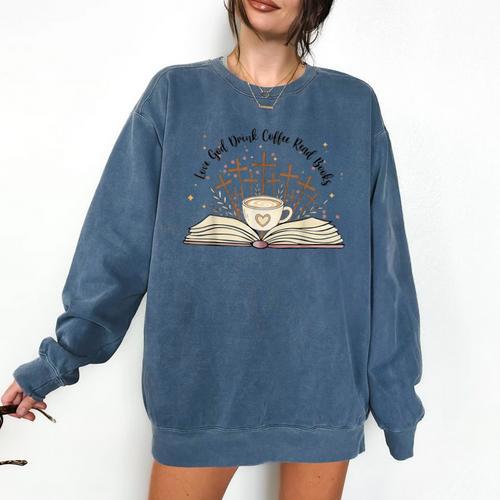 Groovy Flowers Love God Drink Coffee Read Books Christian Comfort Colors Sweatshirt - Bookorys CA