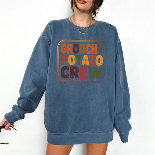 Grouchy Potato Crew Introvert Sarcasm Premium Tri-Blend Comfort Colors Sweatshirt - Raresse
