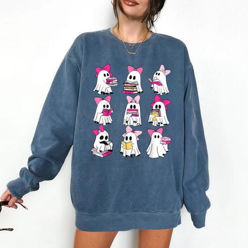 Halloween Pink Ghost Read More Books Spooky Boo Teacher Kids Comfort Colors Sweatshirt - Bookorys