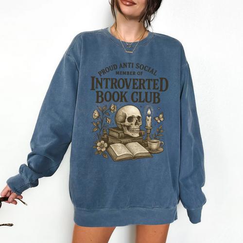 Introverted Book Club Member Anti Social Reader Comfort Colors Sweatshirt - Bookorys