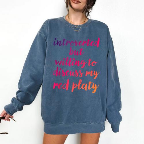 Introverted Willing To Discuss Red Platy Introvert Comfort Colors Sweatshirt - Raresse