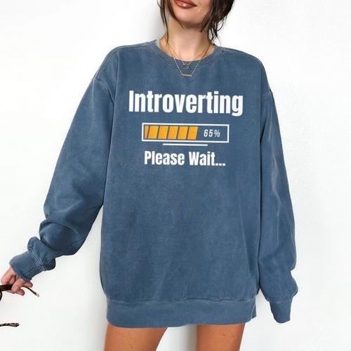 Introverting Please Wait Humor Sarcastic Geek Gamer Jokes Premium Comfort Colors Sweatshirt - Raresse