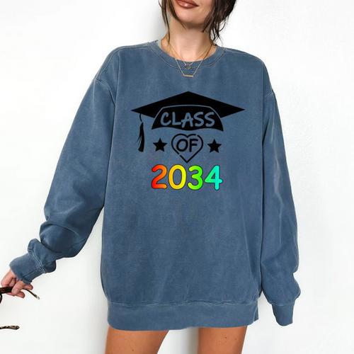 K -12th Grade Hand Prints Space Graduation Class Of 2034 Comfort Colors Sweatshirt - Best Gift Smart