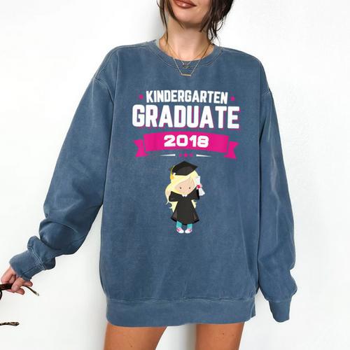 Kids Kindergarten Graduate 2018 Graduation Girls Comfort Colors Sweatshirt - Best Gift Smart