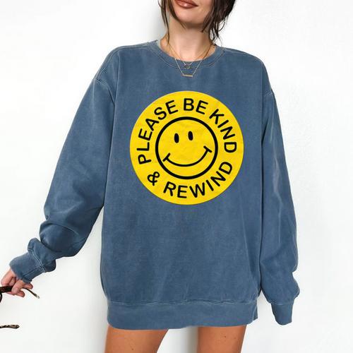 Be Kind Rewind Shirt Retro Nostalgia Sticker 80s 90s Tee Premium Tri-Blend Comfort Colors Sweatshirt - Figerry