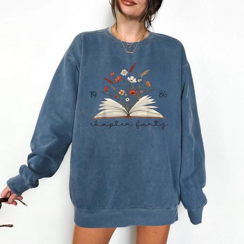 Life Chapter Forty 1986 Floral Book 40th Birthday Comfort Colors Sweatshirt - Bookorys DE