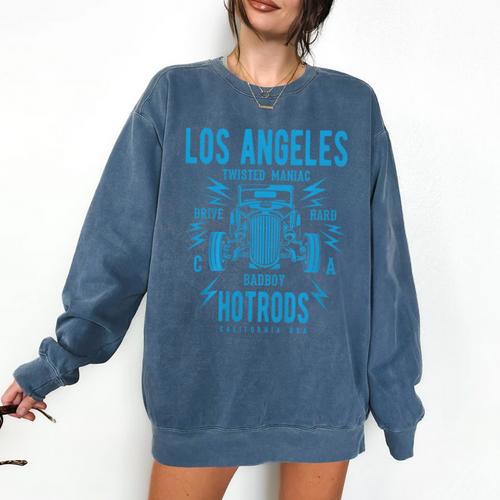 Los Angeles Hotrods Automotive Nostalgia Premium Tri-Blend Comfort Colors Sweatshirt - Figerry