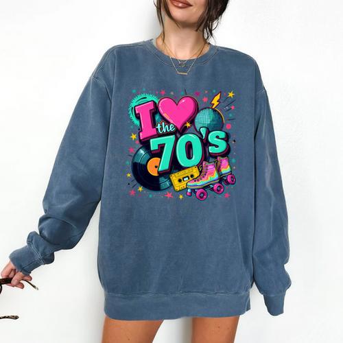 I Love The 70s Retro Cassette Roller Vinyl Disco Nostalgia Comfort Colors Sweatshirt - Figerry