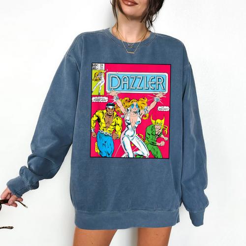 Marvel Universe Classic Dazzler Vintage Comic Book Cover Comfort Colors Sweatshirt - Bookorys