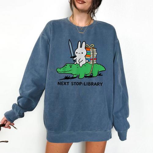 Next Stop Library Reading Book Comfort Colors Sweatshirt - Bookorys AU