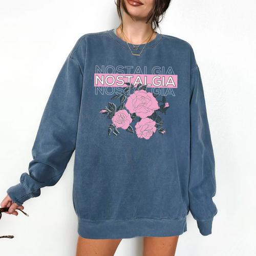 Nostalgia 80s 90s Retro Style Graphics Rose Pink Flower Comfort Colors Sweatshirt - Figerry