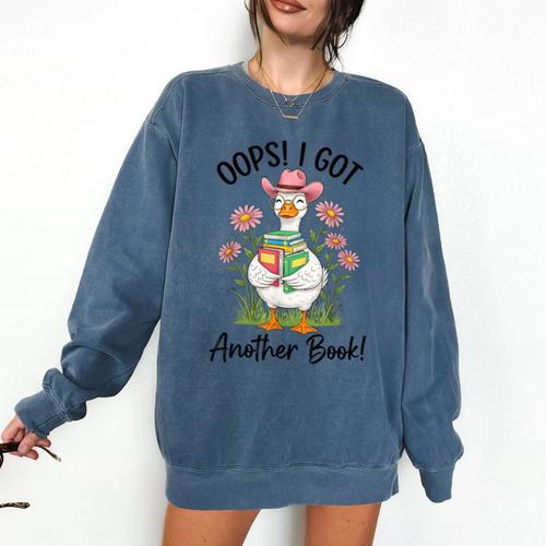 Oops I Got Another Book Cute Goose Librarian Reading Teacher Comfort Colors Sweatshirt - Bookorys UK