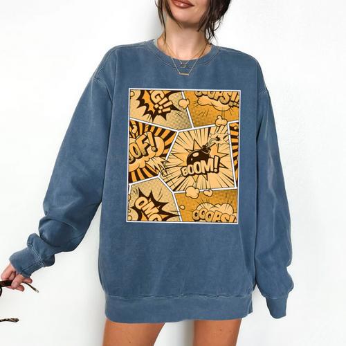 Orange Comic Book Orange Color Graphic Premium Tri-Blend Comfort Colors Sweatshirt - Bookorys DE