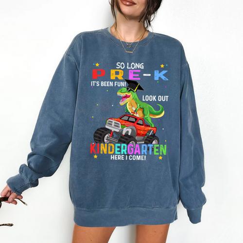 Pre k Graduation 2025 Pre-k Kindergarten Graduate Dinosaur Premium Tri-Blend Comfort Colors Sweatshirt - Best Gift Smart