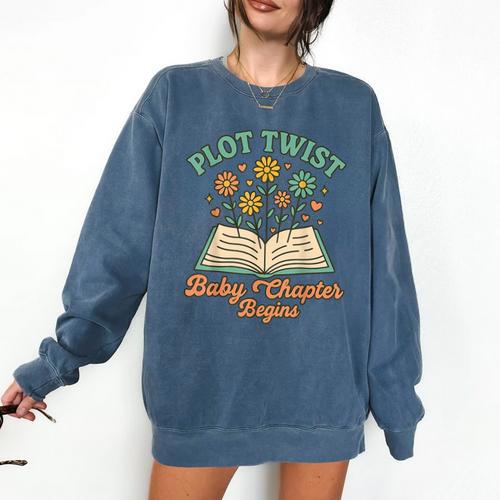 Pregnancy Announcement Book Lover Reveal Pregnant Comfort Colors Sweatshirt - Bookorys