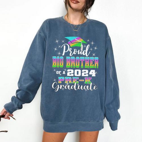 Proud Big Brother Of PreK School Graduate 2024 Graduation Premium Comfort Colors Sweatshirt - Best Gift Smart