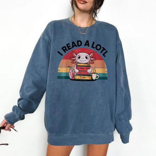 I Read Alotl Axolotl Retro Reading Books Lover Vintage Comfort Colors Sweatshirt - Bookorys