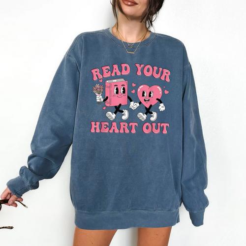 Read You Heart Out Reading Teacher Valentines Day Book Lover Comfort Colors Sweatshirt - Bookorys